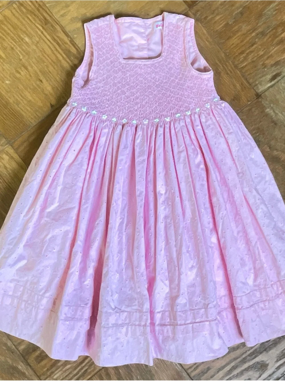 Girls' Pink Smocked Eyelet Dress